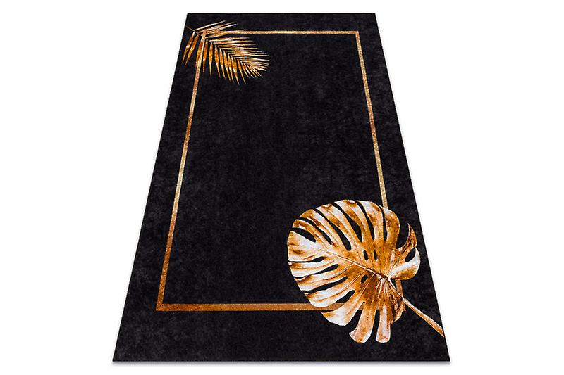 MIRO 51518.805 washing carpet Leaves, frame anti-slip - black / gold