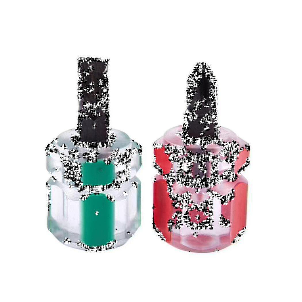 2 Pcs Flat Screwdriver Mini Screw Driver Short Small Split Repair Tools Kit Set Green+red