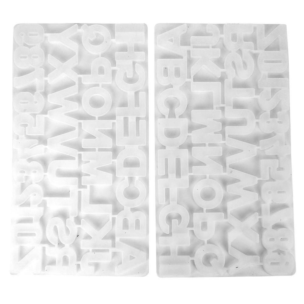 2 Pack Letter Number Silicone Molds, Clear Compatible Diy Resin Keychains