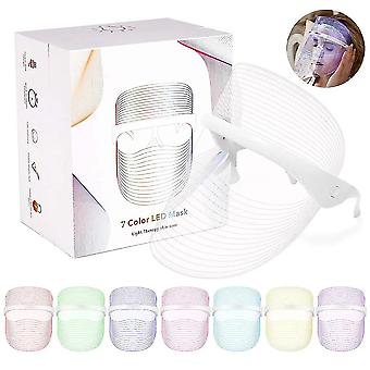 Led Face Mask Light Therapy, 7 Led Light Therapy For Facial - Blue & Red Light For Acne Photon Mask