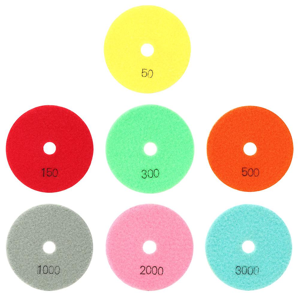 Set of 7 flexible resin polishing discs for marble, stone, ceramic, glass, diameter 100 mm