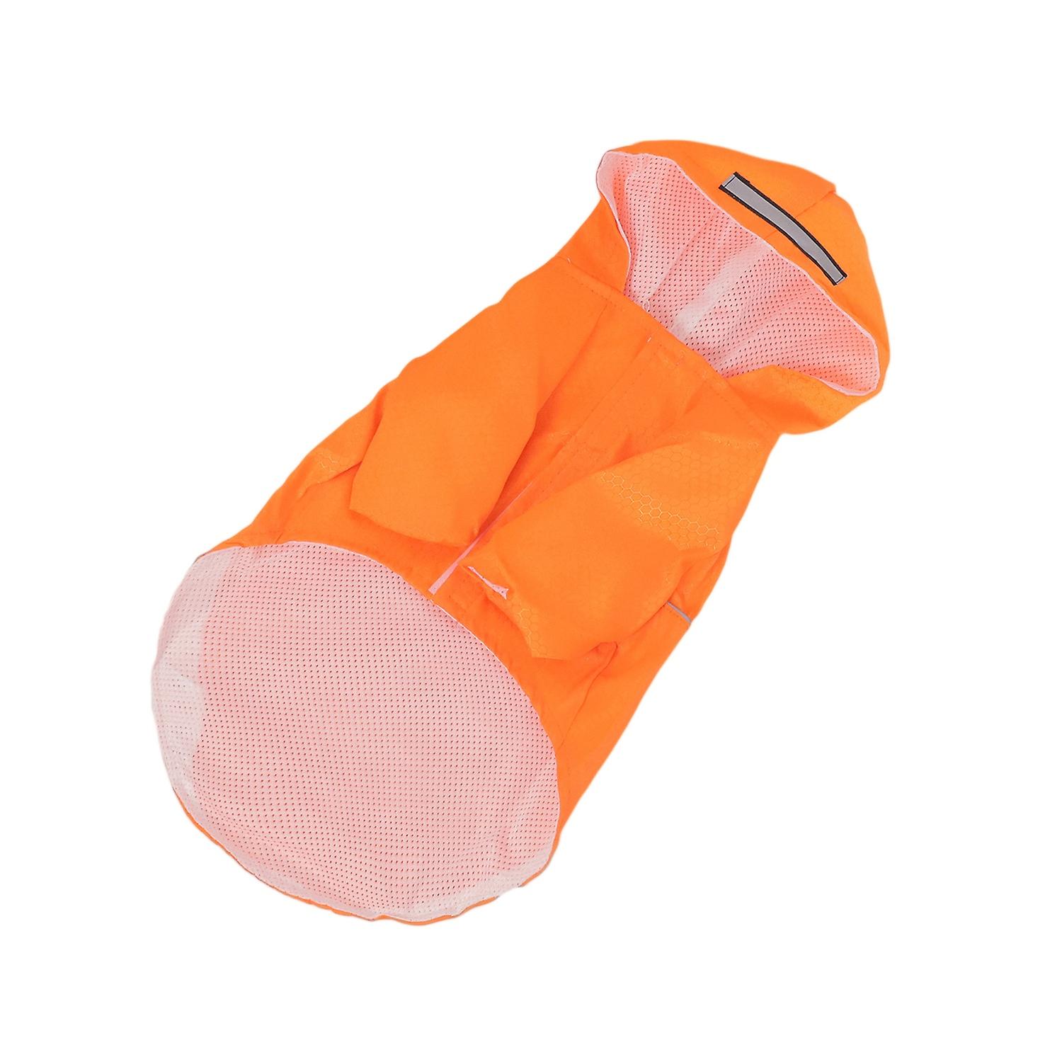 Pet Raincoat Reflective Stripe Fastener Tape Traction Hole Full Body Coverage Brim Layered Hooded Cl