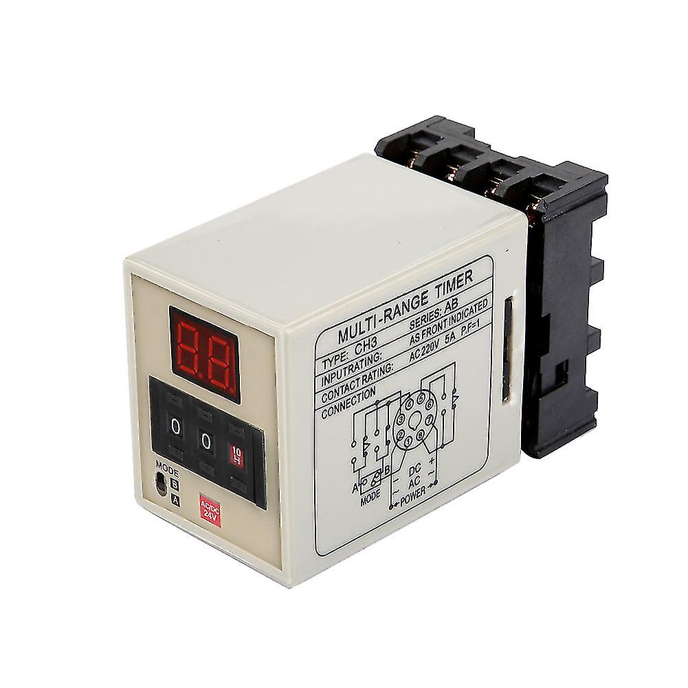 Ouitble Time Relay Digital Delay Timer Relay, Dual Mode 0.01S-99H Delay Time Relay, LED Display, AC/DC 24V, AH3-DM