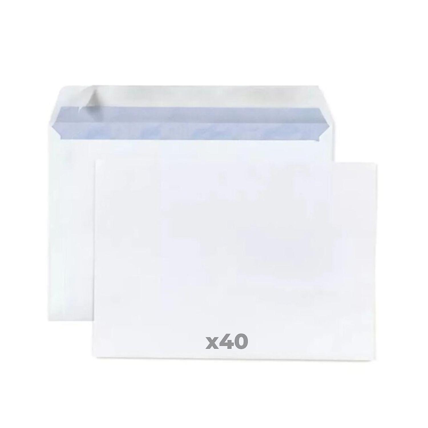 40 white paper envelopes 80 g - 16.2 x 22.9 cm