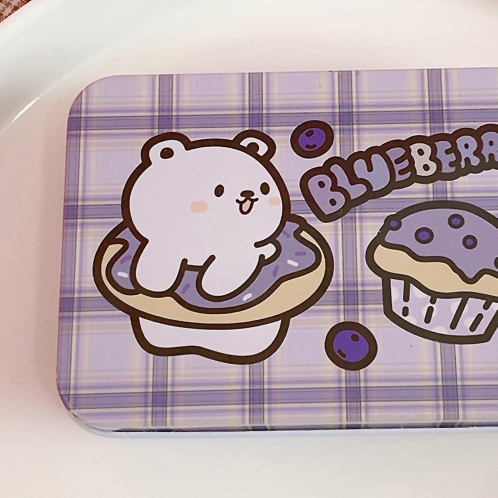 Metal Rectangular Tin Box 45g Small Storage Blueberry Bear