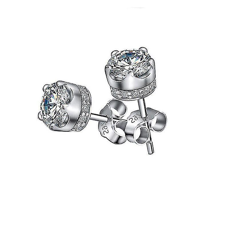 Llegadas Circonita cúbica Pendiente de botón bañado en plata Moda Pendientes de cristal para mujer Brincos Pendientes de plata