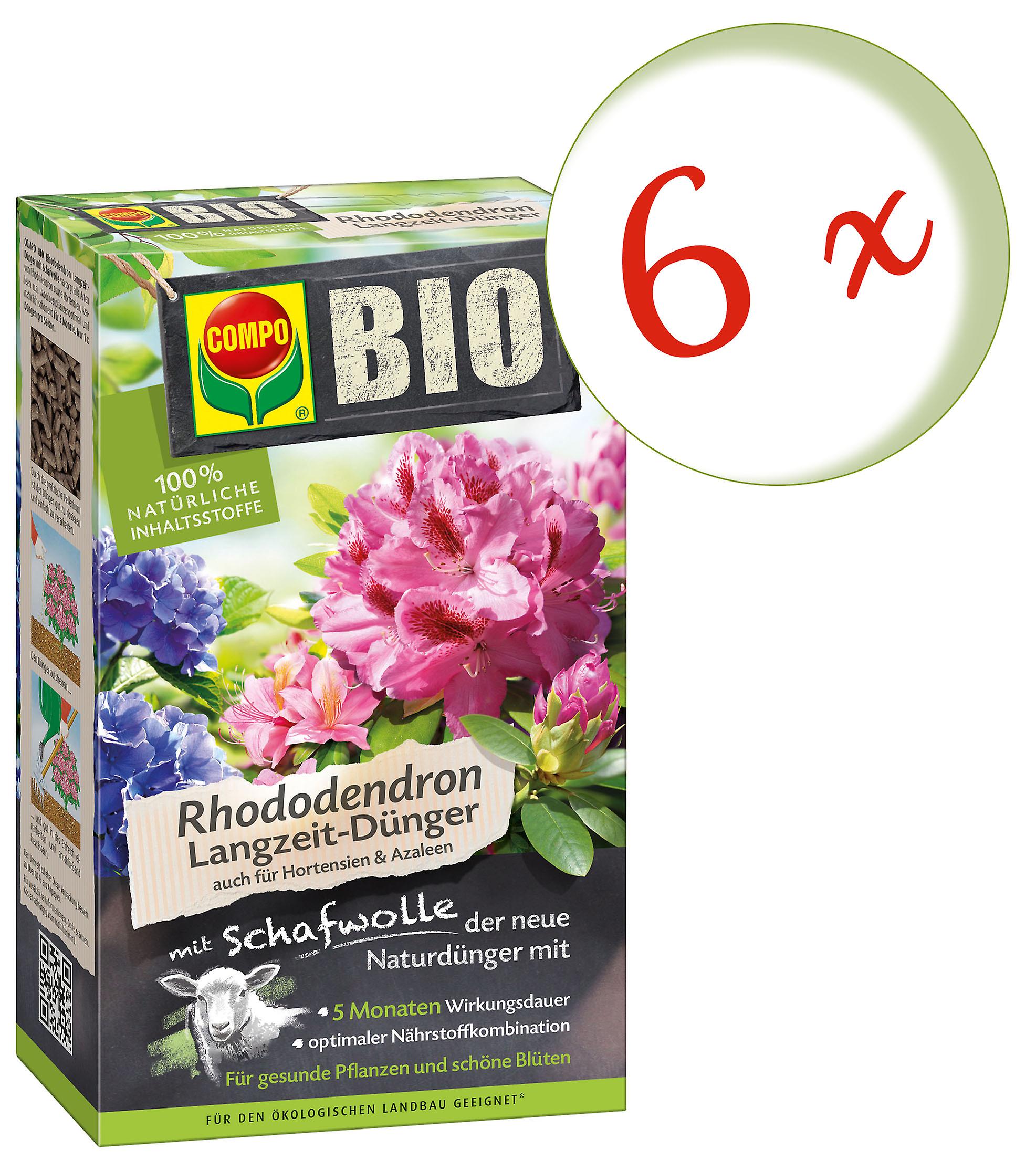 6 x COMPO BIO rhododendron and hydrangeas slow-release fertilizer with sheep's wool, 2 kg
