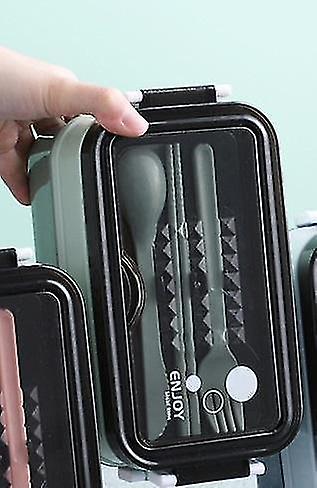 Household Storage Containers 1pc Green Lunch Box Bento Box For Student Office Worker Double Layer Microwave Heating Lunch