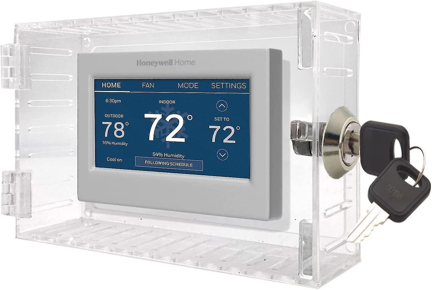Universal Thermostat Lock Box With Key, Clear Large Thermostat Cover For Thermostat On Wall, Thermostat Guard