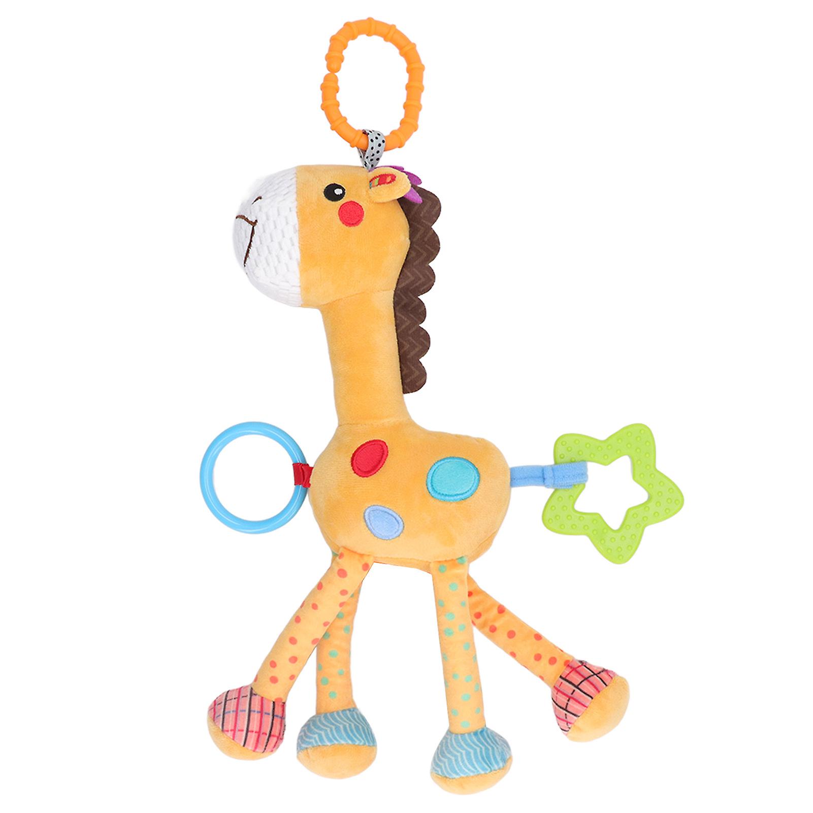 Soft Giraffe Baby Rattle Toy with Crinkle & Squeak for Strollers or Car Seats
