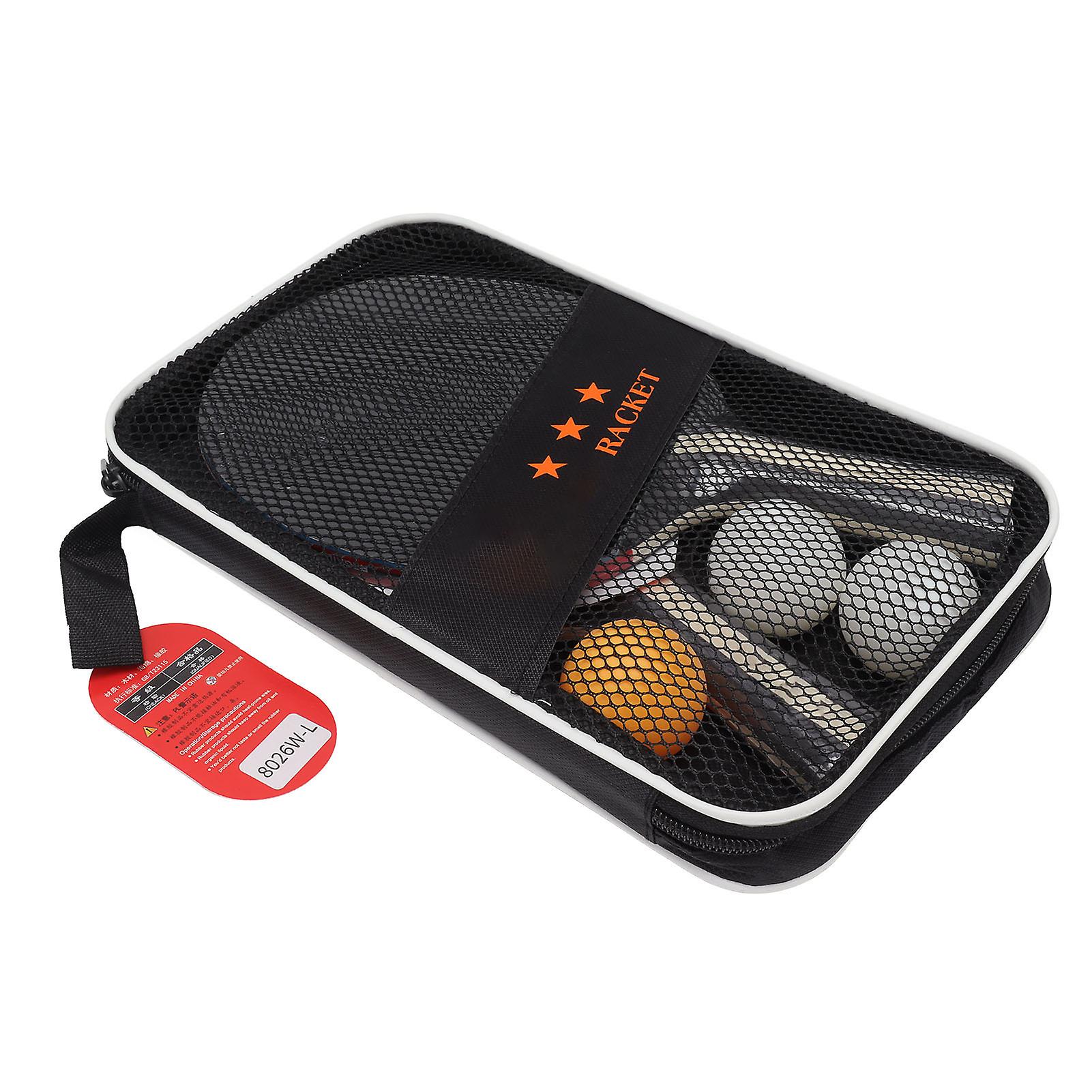 Table Tennis Paddleand Ball 2 Pcs Table Tennis Bats 3 Pcs Balls Wood Rubber Soft Sponge Racket for Training Exercise Black