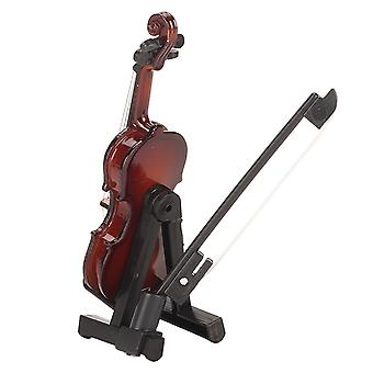 8cm Wooden Miniature Violin Basswood Decor Gift for Home Office