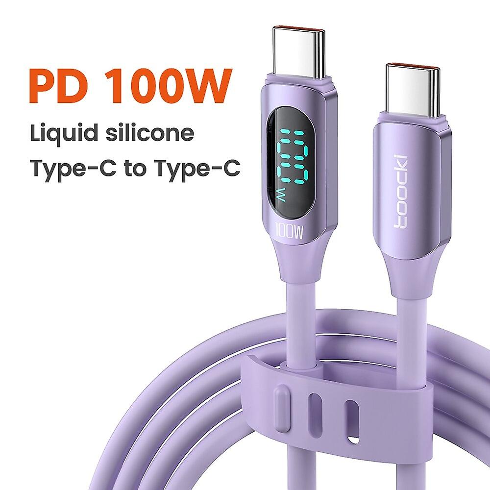 Toocki 100W USB C To Type C Cable 5A PD Fast Charge Charger Type C LED Display Cable For Macbook Xia