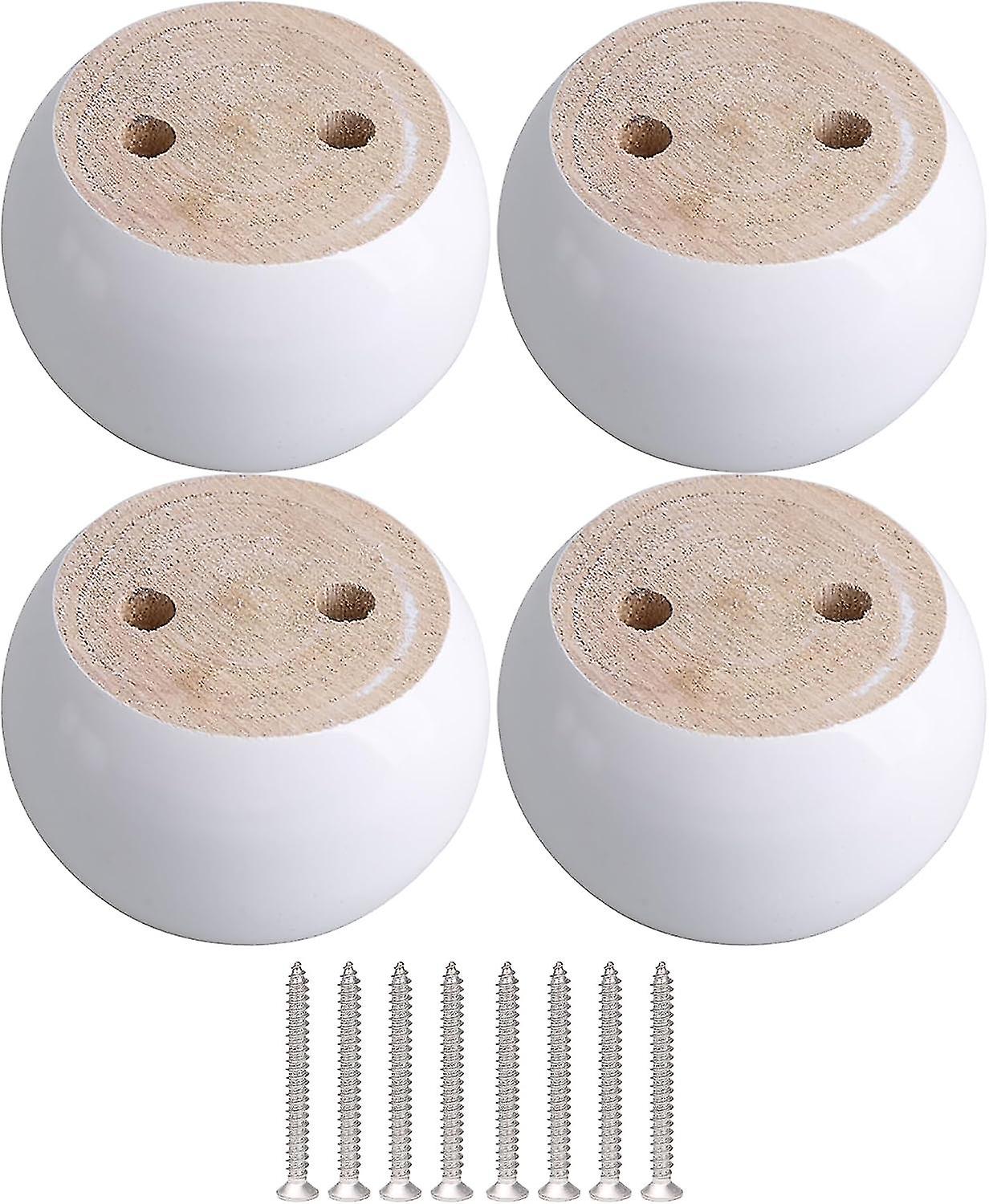 طقم من 4 أرجل أثاث مستديرة من خشب الأوكالبتوس الأبيض 8 × 8 × 5 سم يمكن أن تتحمل وزن حوالي 100 كجم