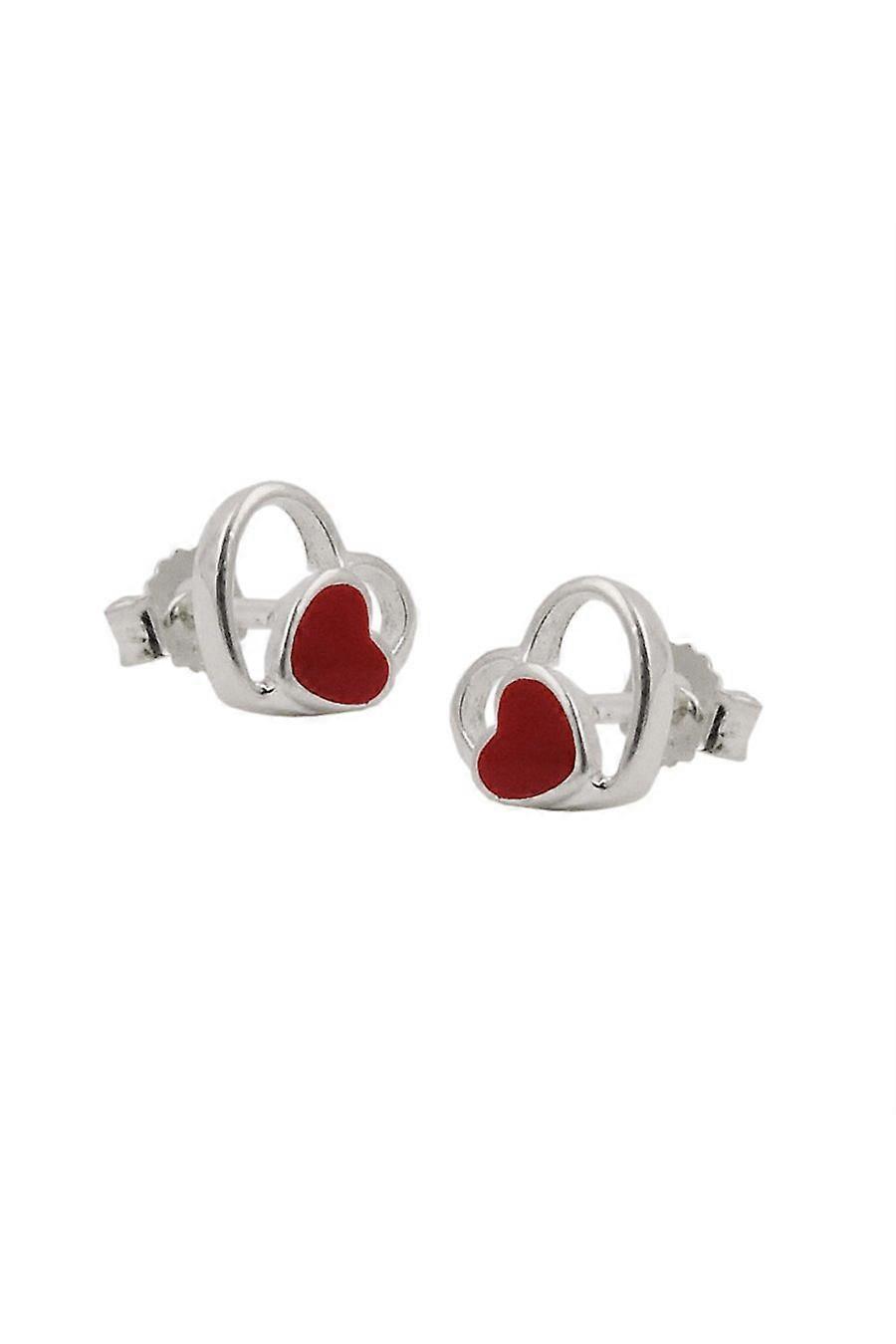 Earrings Studs Red Heart Silver 925 - Gl93476
