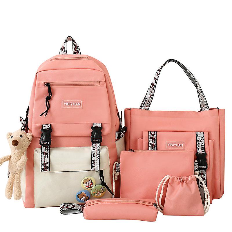 طالب المدرسة حقيبة ظهر كلية حقيبة سفر حقيبة سفر خمس قطع مجموعة سعة كبيرة المحمولة