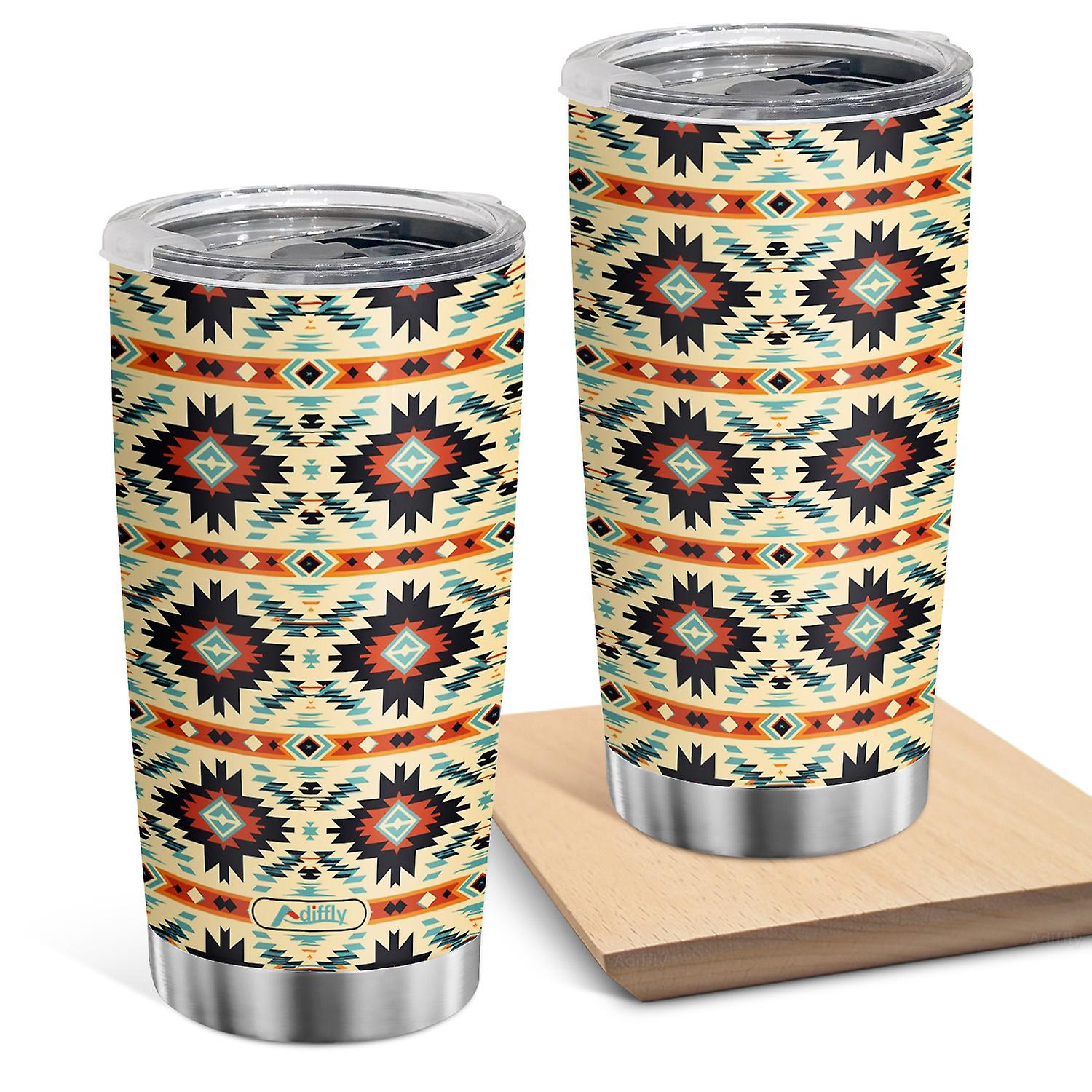 Oasisdream 20oz Stainless Steel Tumbler with Abstract Pattern Design Vacuum Cup for Office