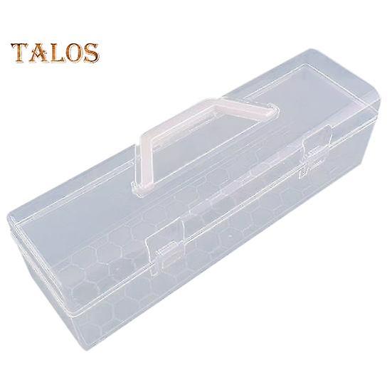 Transparent Calligraphy Tool Storage Box with Anti-slip Handle Large Capacity Dustproof Lock Design Reinforced Buckle Card Container Playing Card