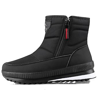 Stivali da neve casual imbottiti con cerniera, antiscivolo, caldi e morbidi, neri, impermeabili, sportivi, da uomo, scarpe da neve spesse.