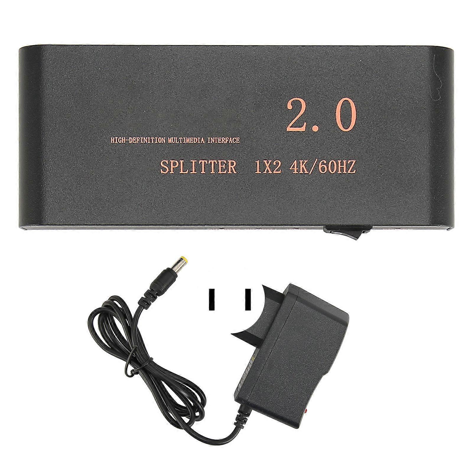 HD Multimedia Interface Splitter 1x2 1 in 2 uit 4K 60Hz 18.2Gbps HD Multimedia Interface Distributor Box 100?240V US Plug