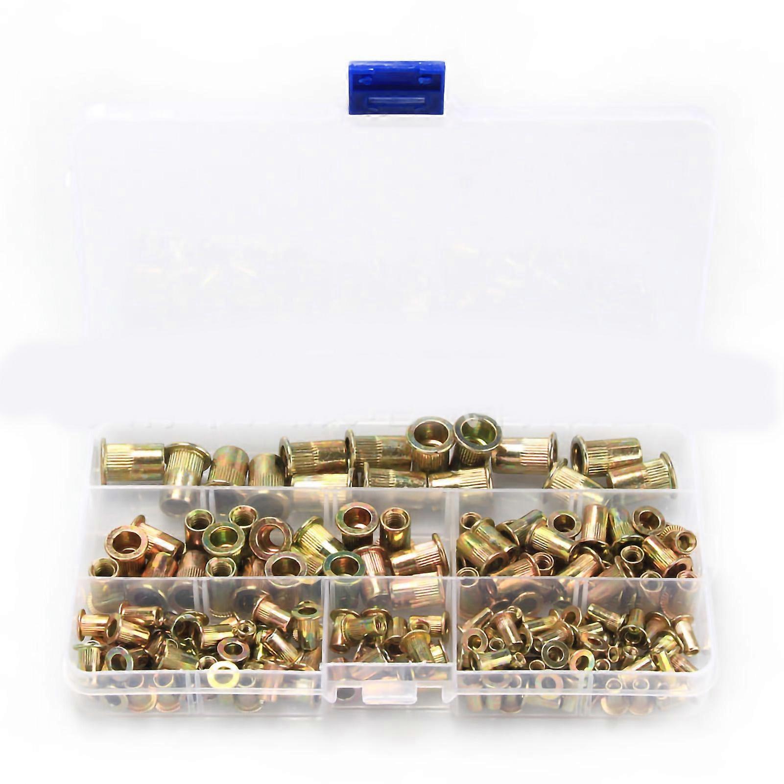 165kpl niittimutterivalikoima väri sinkitys litteä pää kierteitetyt sisäosat mutterit m3 m4 m5 m6 m8