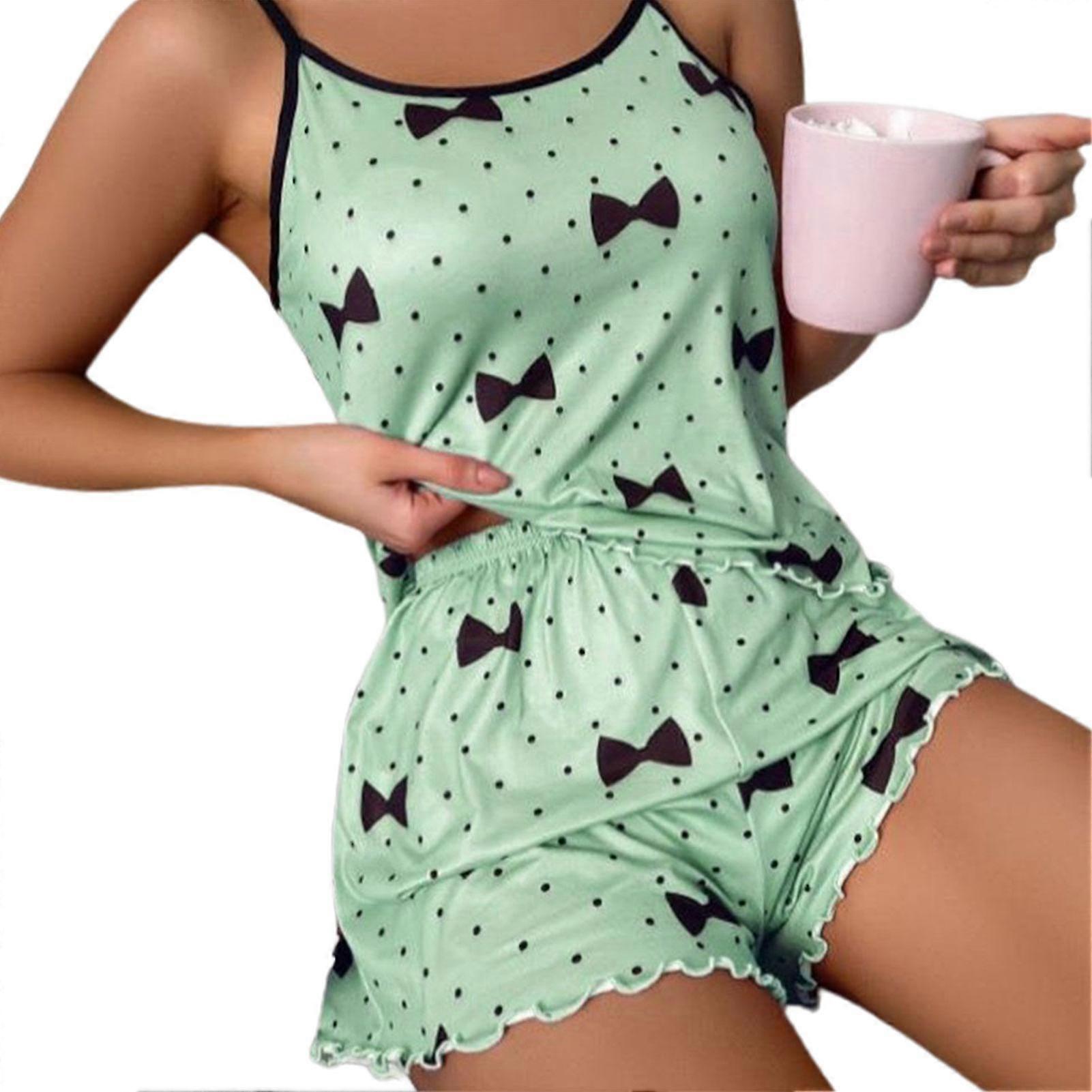 Casual Camisole/shorts Set For Sleeping Thin Type Wick-abosrbing Pajamas Set For Daily Wear