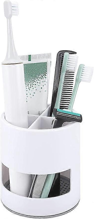 Plastic household circular toothbrush holder (white), ventilated and