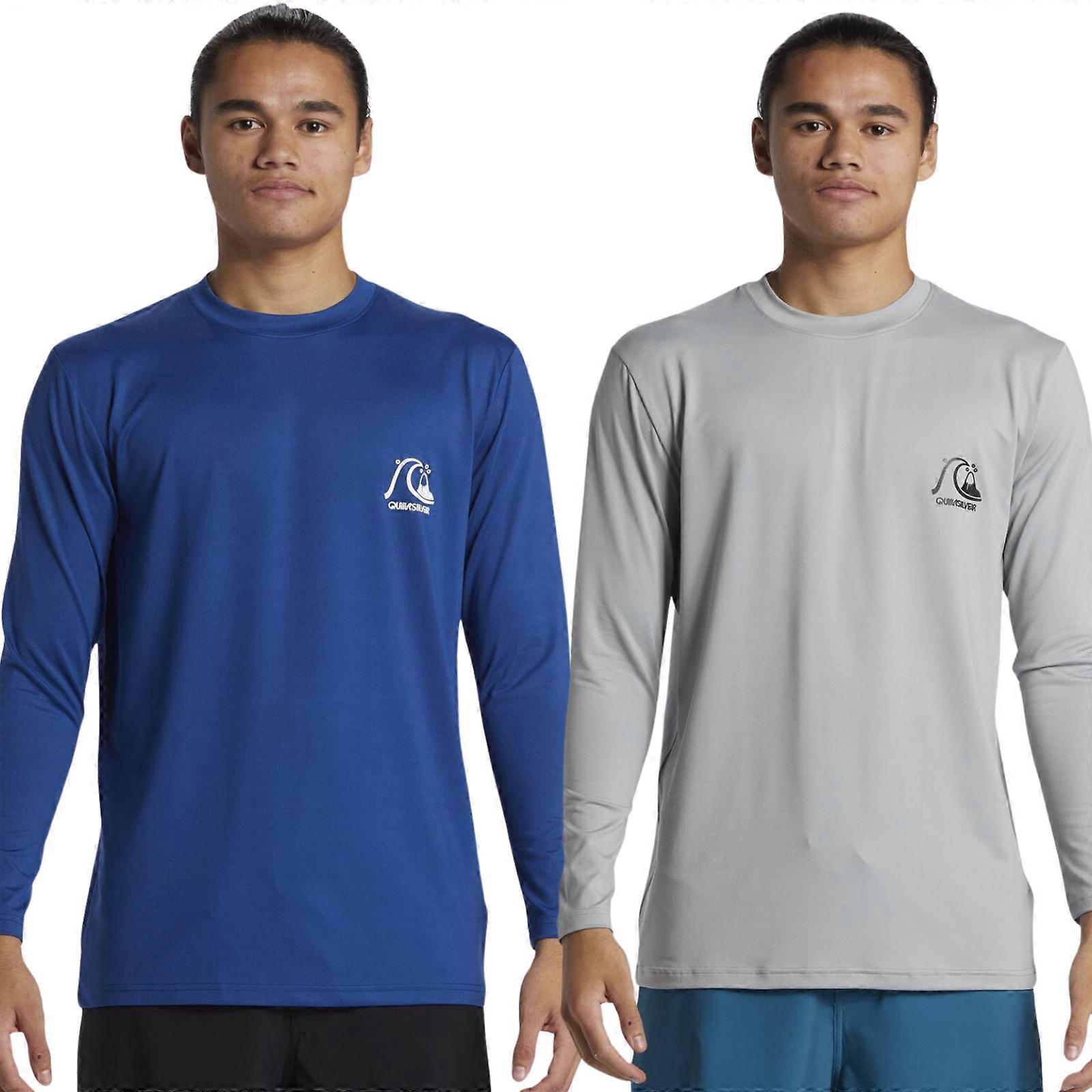 Quiksilver Mens DNA Rushed לוגו שרוולים ארוכים UPF 50 חולצת טי גלישה אפוד פריחה