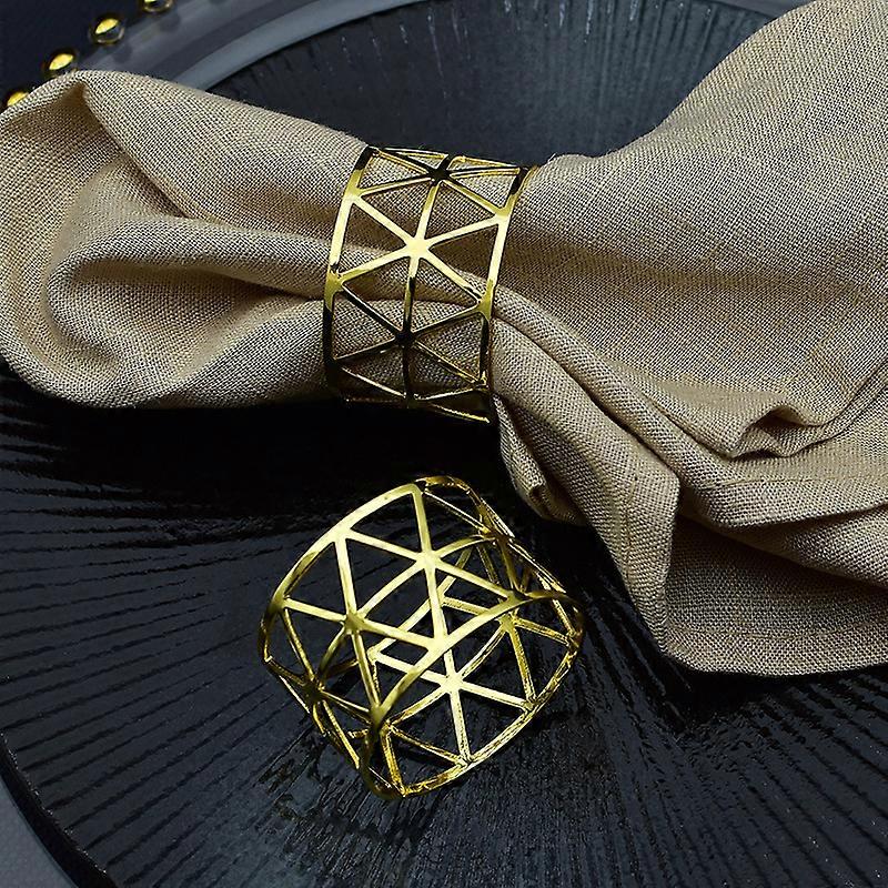 12 st gyllene servettringar, servettpappersställ