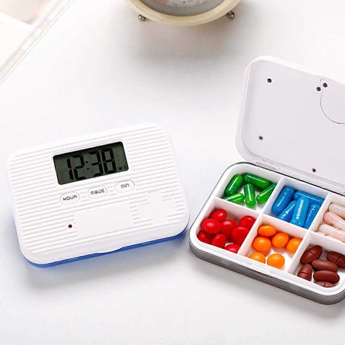 Medication storage box Intelligent electronic synchronization reminder Pill box Alarm manager Pill container (Blue)