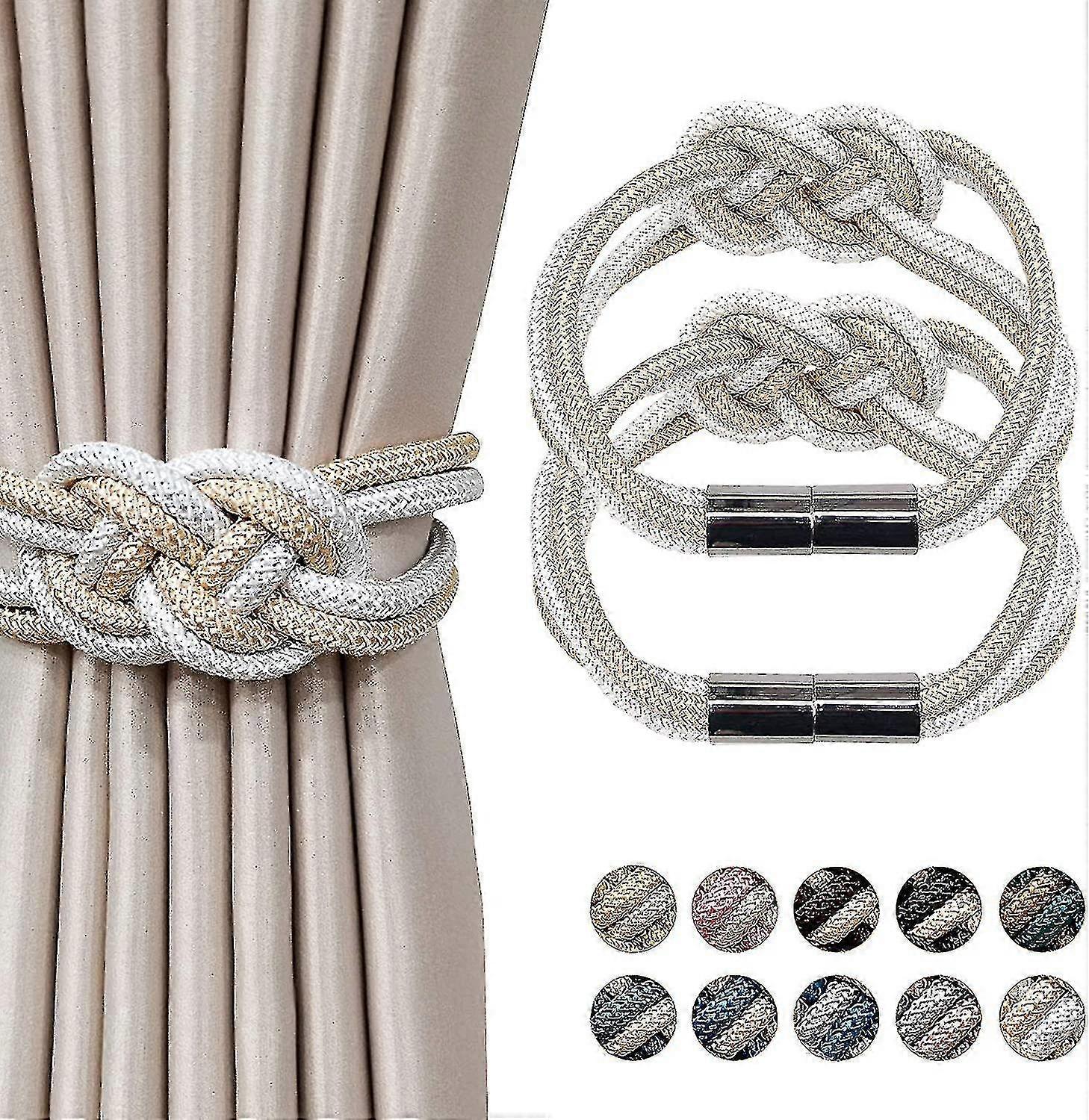 2Er Pack Starke magnetische Vorhang Krawatten-beige und weiß