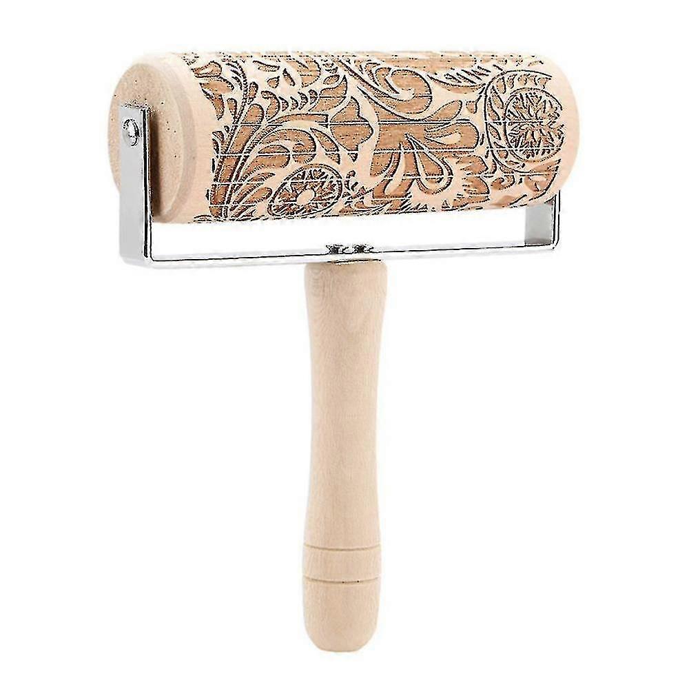 Xmas Wooden Rolling Pin Roller Dough Christmas Engraved Pastry Baking Tools