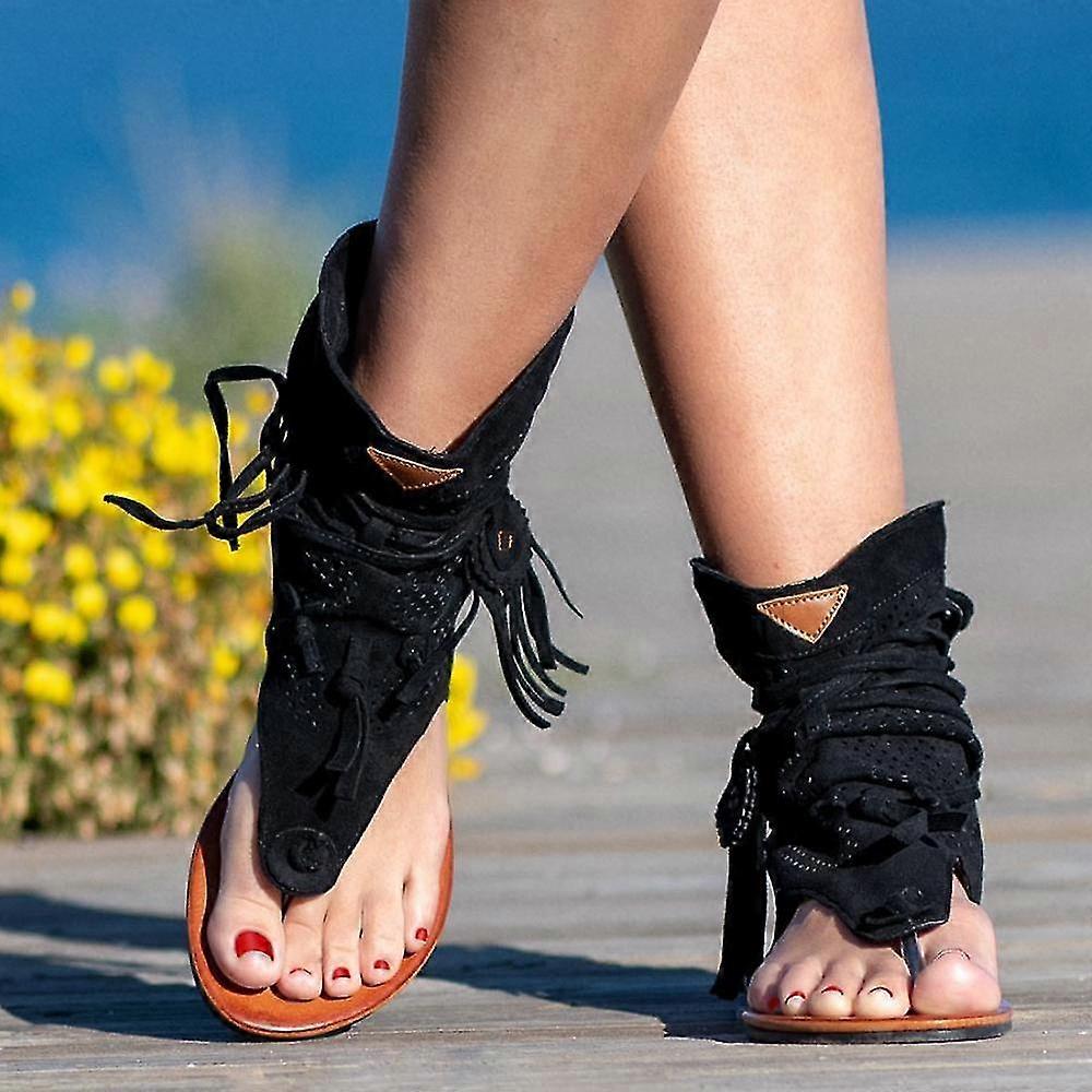 Women's Sandals 2023 Retro Gladiator Ladies Clip Toe Vintage Boots Casual Tassel Rome Fashion Summer Woman Shoes Female New