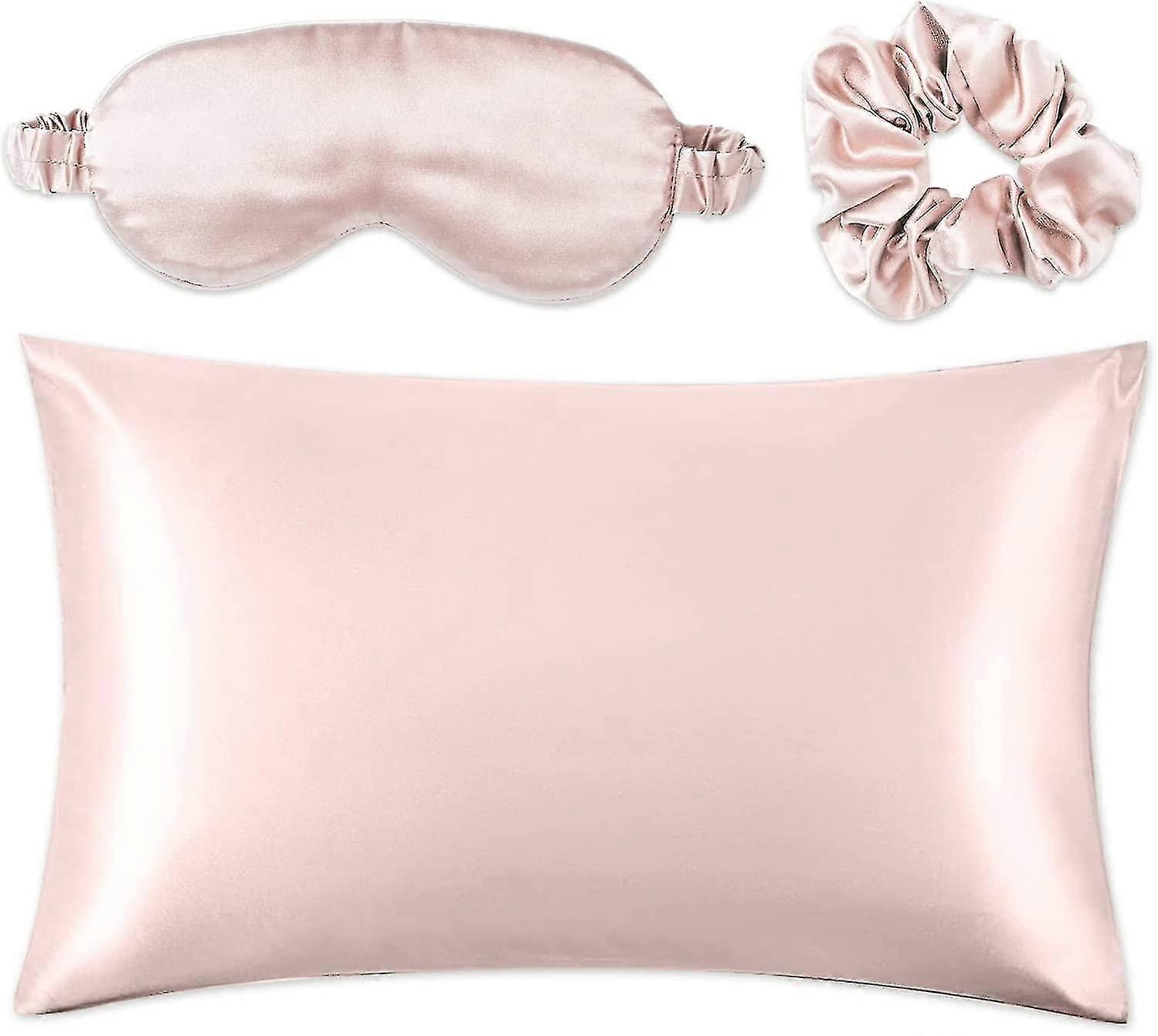 Silk Sleep Mask With Adjustable Straps Soft Natural Eye Mask 3-piece Set (q)