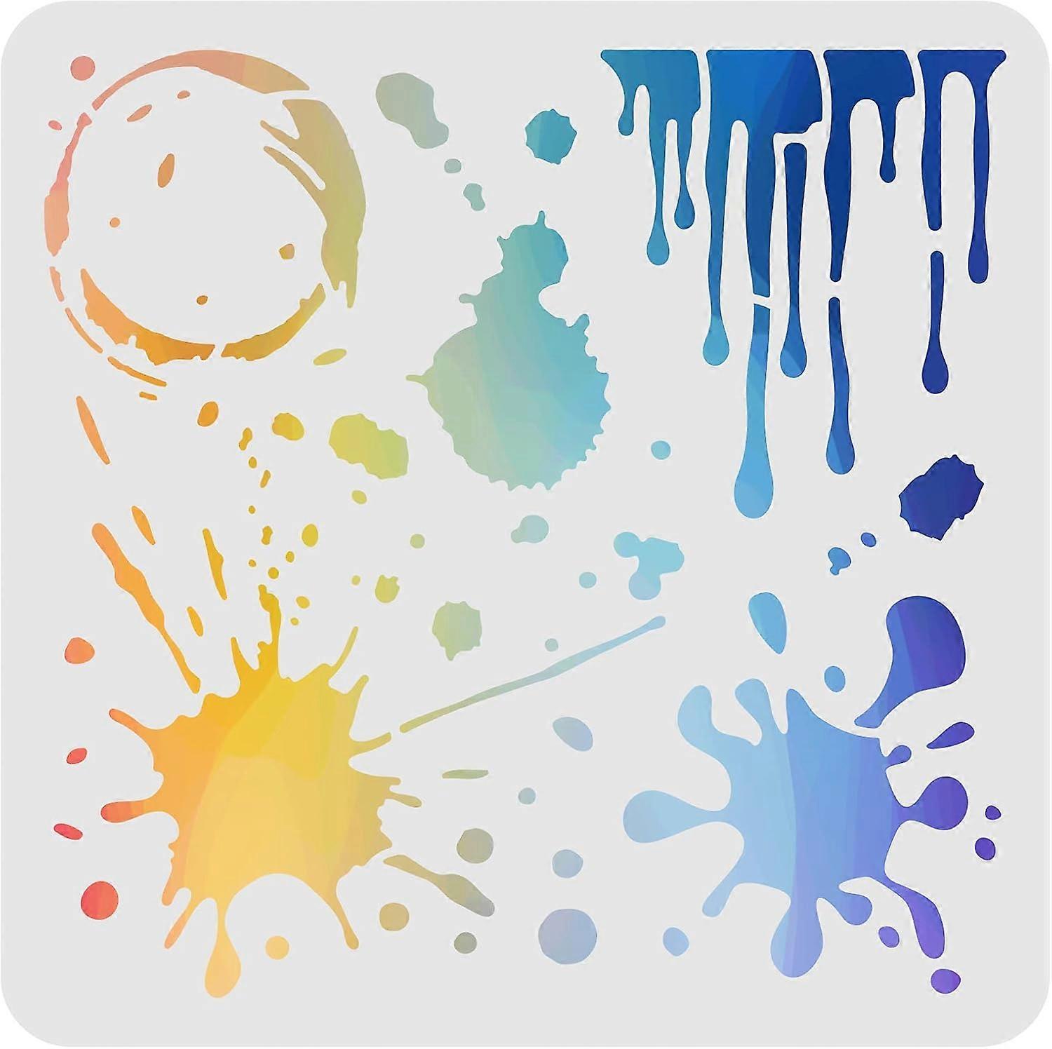 Splatters Stencils Decoration Template 11.8x11.8 inch Plastic Stain Stencils Square Reusable Stencils for Painting on Wood Floor Wall and Fabric