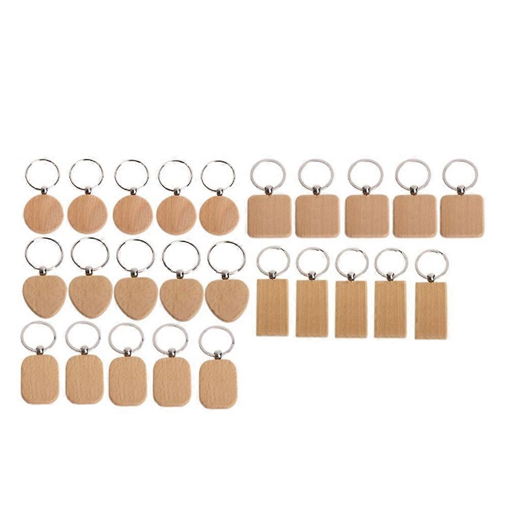 25Pieces Wooden Key Chain Diy Wood Rings Key Tags Jewelry Findings Craft