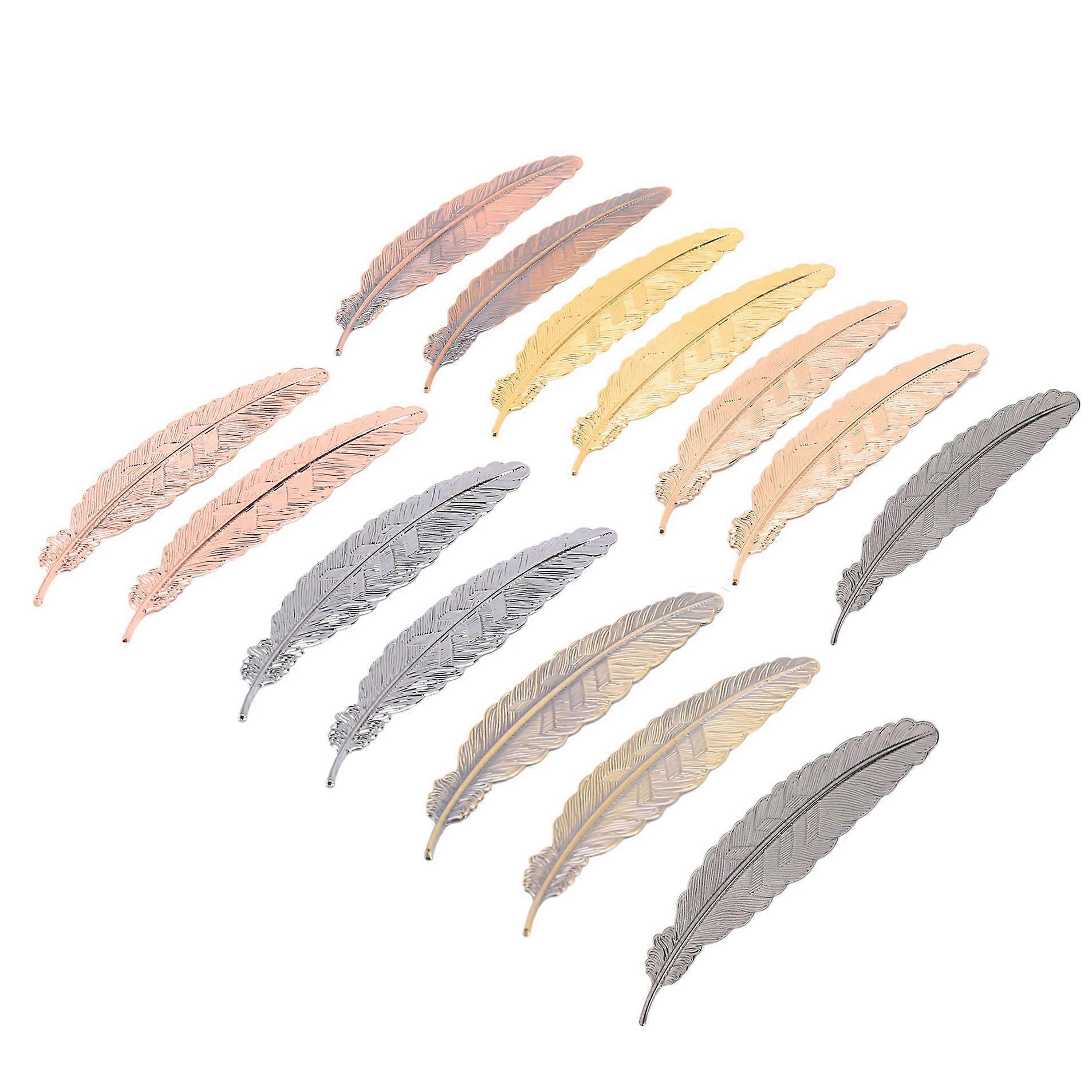 14 Pieces Metal Bookmarks Feather Bookmarks Metal Feather Bookmarks Perfect Gift for Reader and Kid