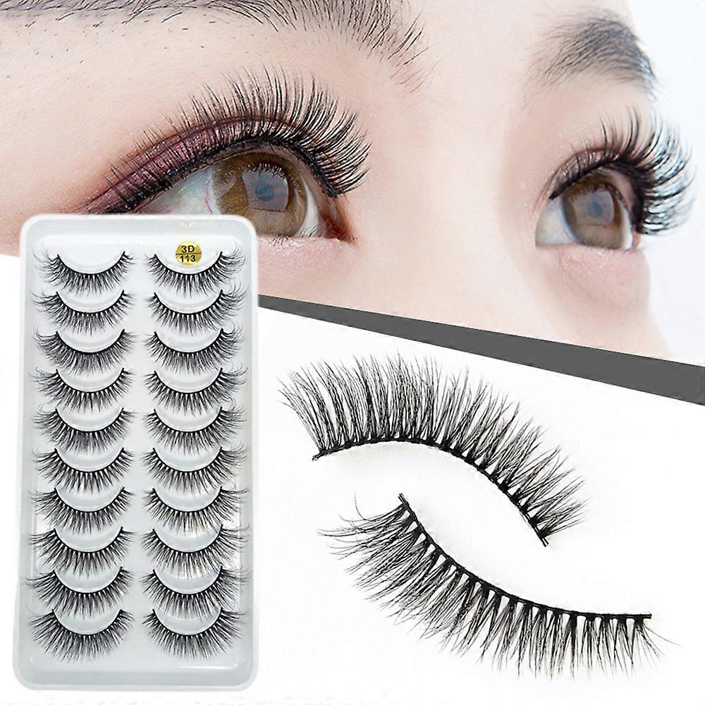 10Pairs False Eyelash Natural 3D Fluffy Eyelash Extensions Soft Wispy Eyelashes