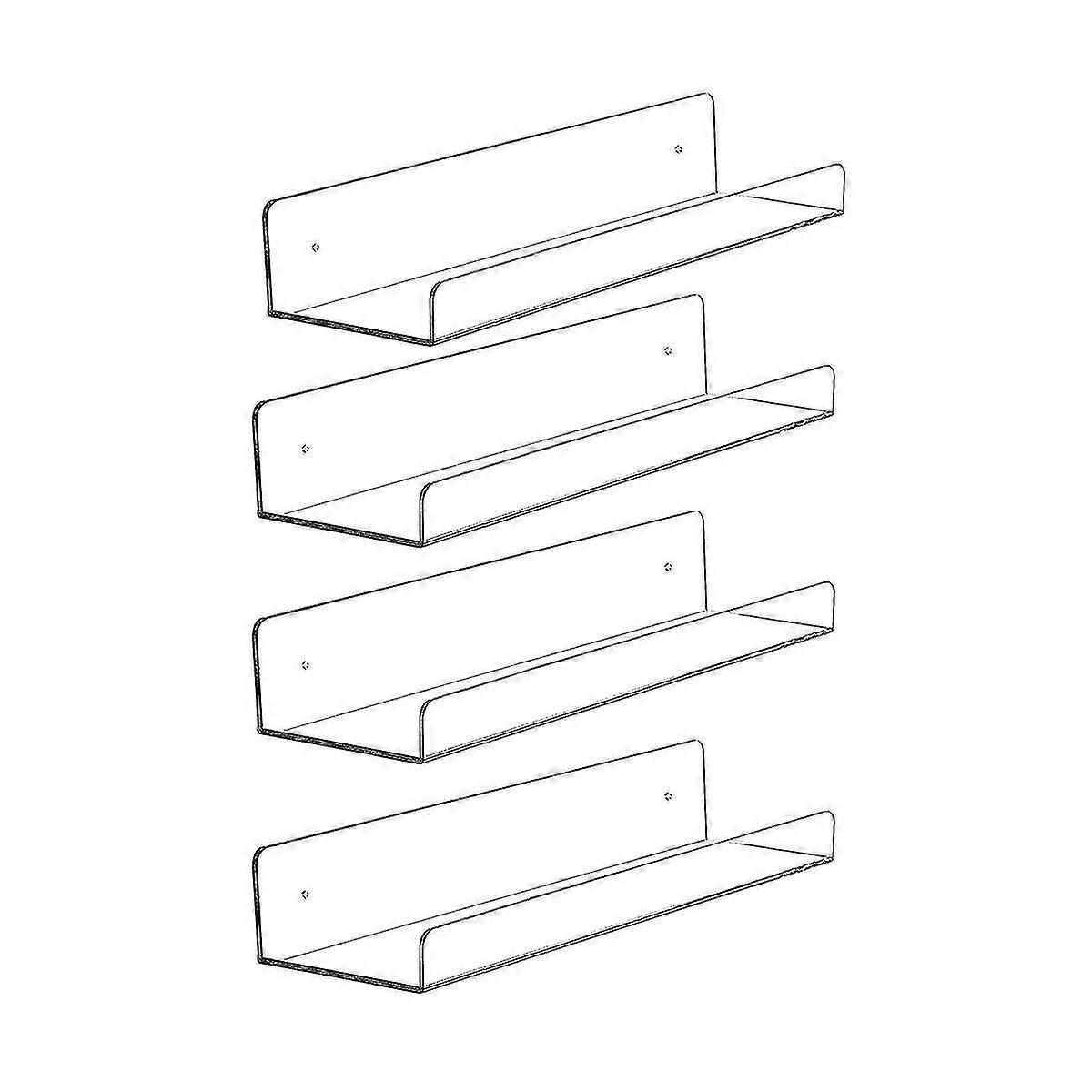 4 Clear Acrylic Shelves For Wall Storage, Floating Shelves , Kids Bookshelf, Display Wall Shelves