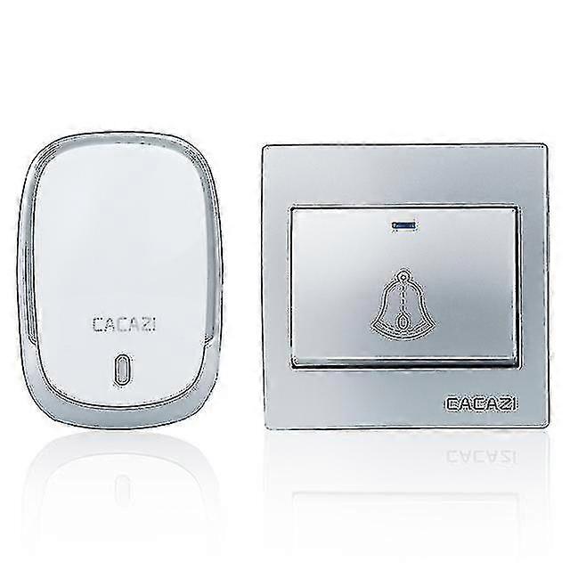 Wireless Doorbell Waterproof Battery Button 300m Remote Led Light Receiver(silver)