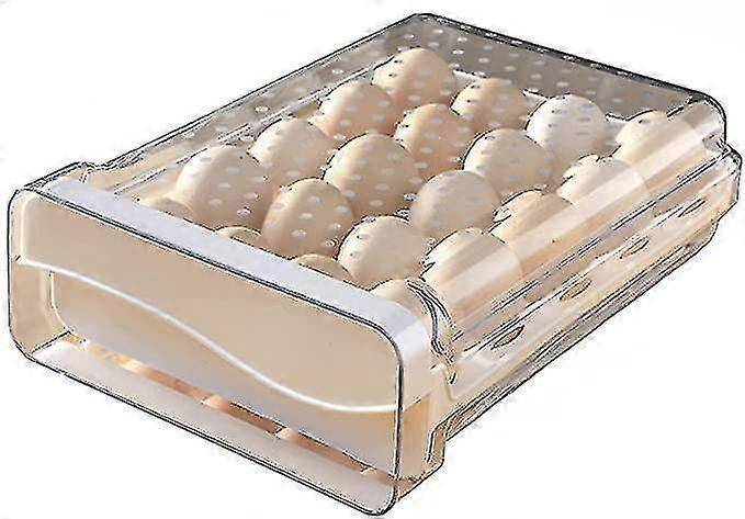 Plastic Egg Box, 20 Grids Drawer Egg Storage Box, Stackable Transparent Fridge Egg Storage Box, For