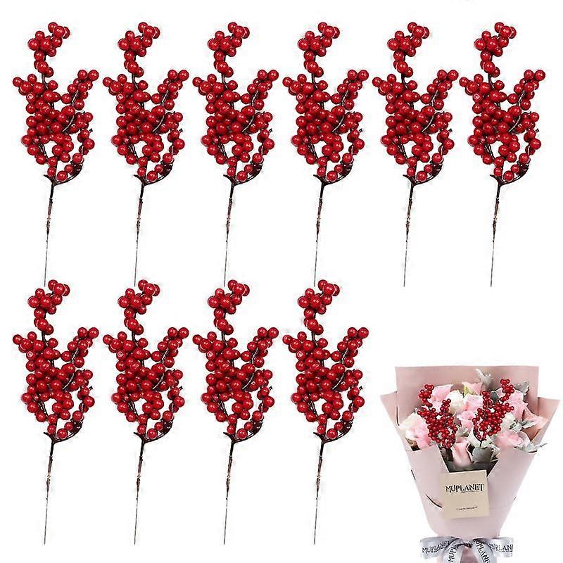 10Pcs Red Cherry Branches Christmas Decorations For Home Tree DIY Wreath Garland Wedding Artificial Flower