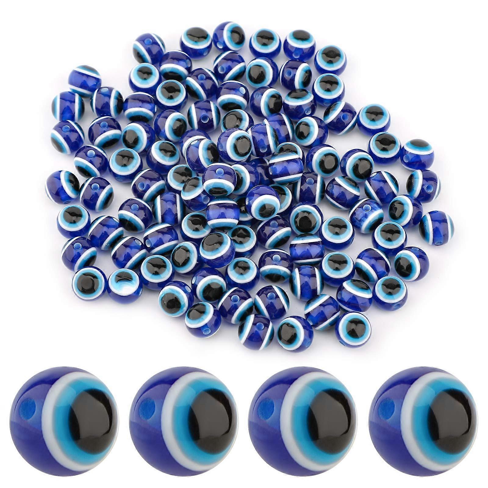 100pcs Blue Evil Eye Beads Eyeball Beads Handmade Resin Beads Charms for DIY Bracelets Necklace Jewelry Making