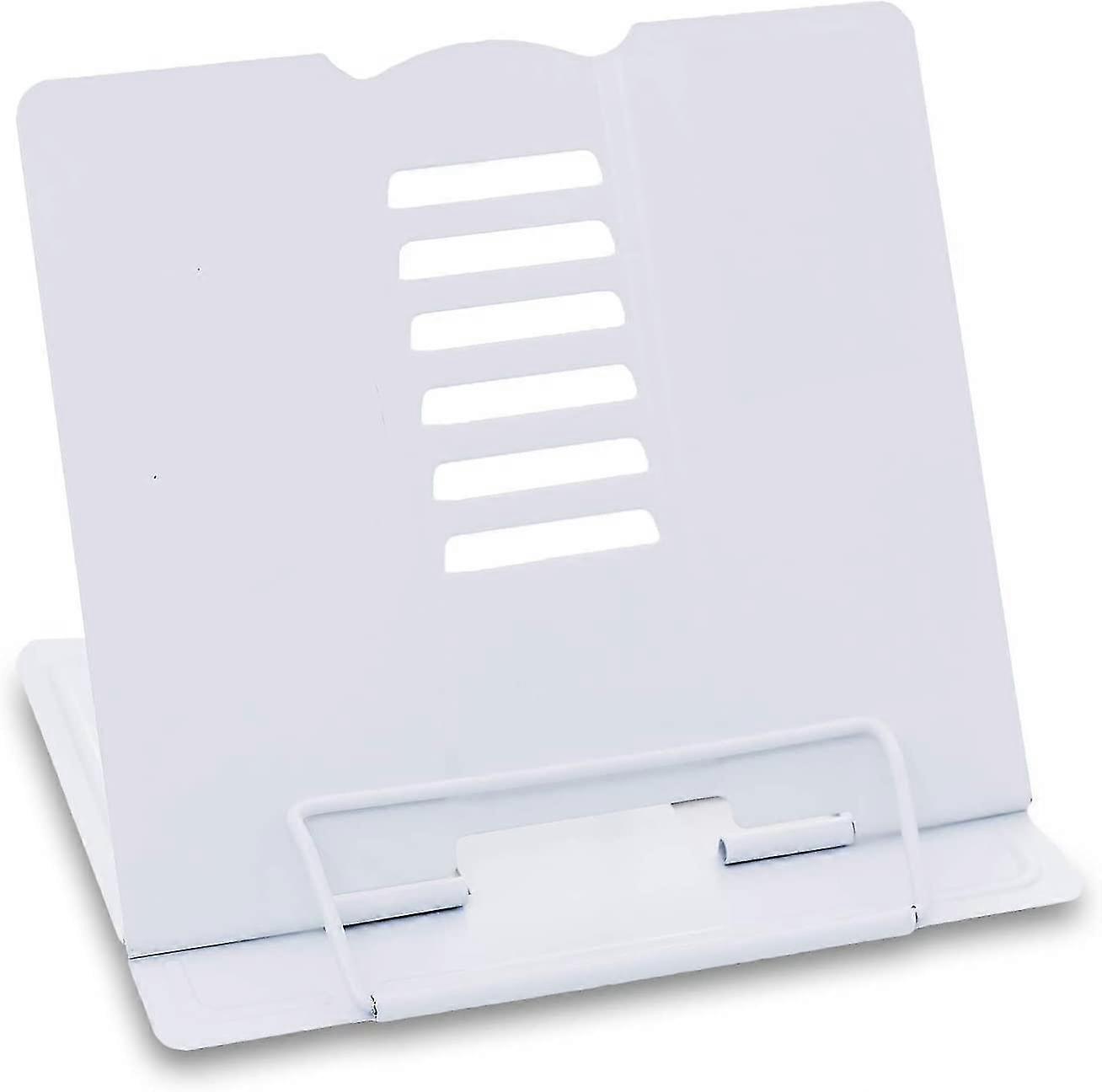 Metal Multi-function Portable Reading Rack With 6 Adjustment Levels For Kitchen And Office - White