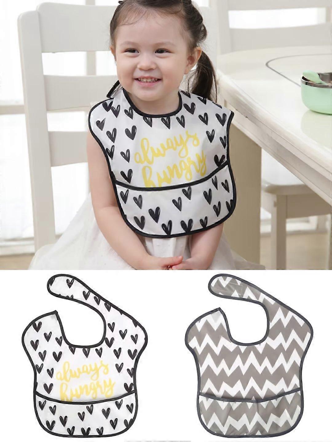 2PCS Baby Waterproof Bib with Crumb Catcher