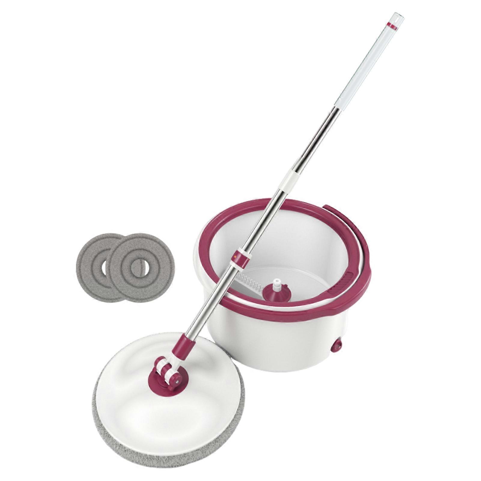 360 Degree Spin Mop Bucket Set with 2 Microfiber Mop Heads Stainless Steel Handle Deep Cleaning Floor Mop Bucket Set
