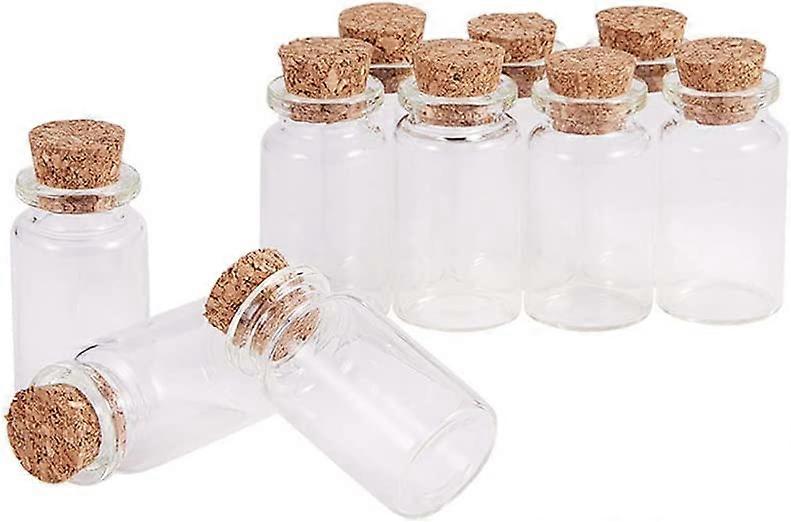 Set of 10 Vials Vials, 10ml Mini Glass Bottles Cork Stopper for Container Beads Creation Jewelry Storage 40x22mm