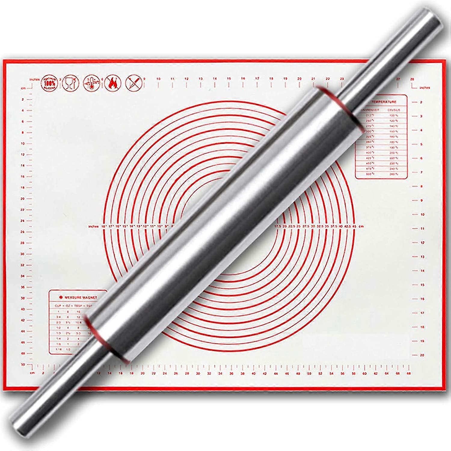 Rolling Pin,With Measurement Marking Silicone Baking Mat