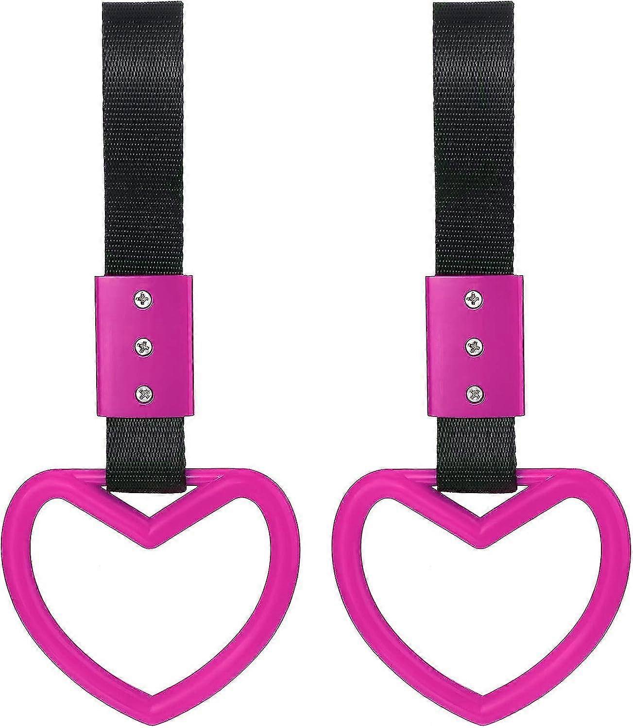 Set Of 2 Ring Heart Car Handles With Drift Charms Rear Bumper Warning Ring Decoration (rose Red)