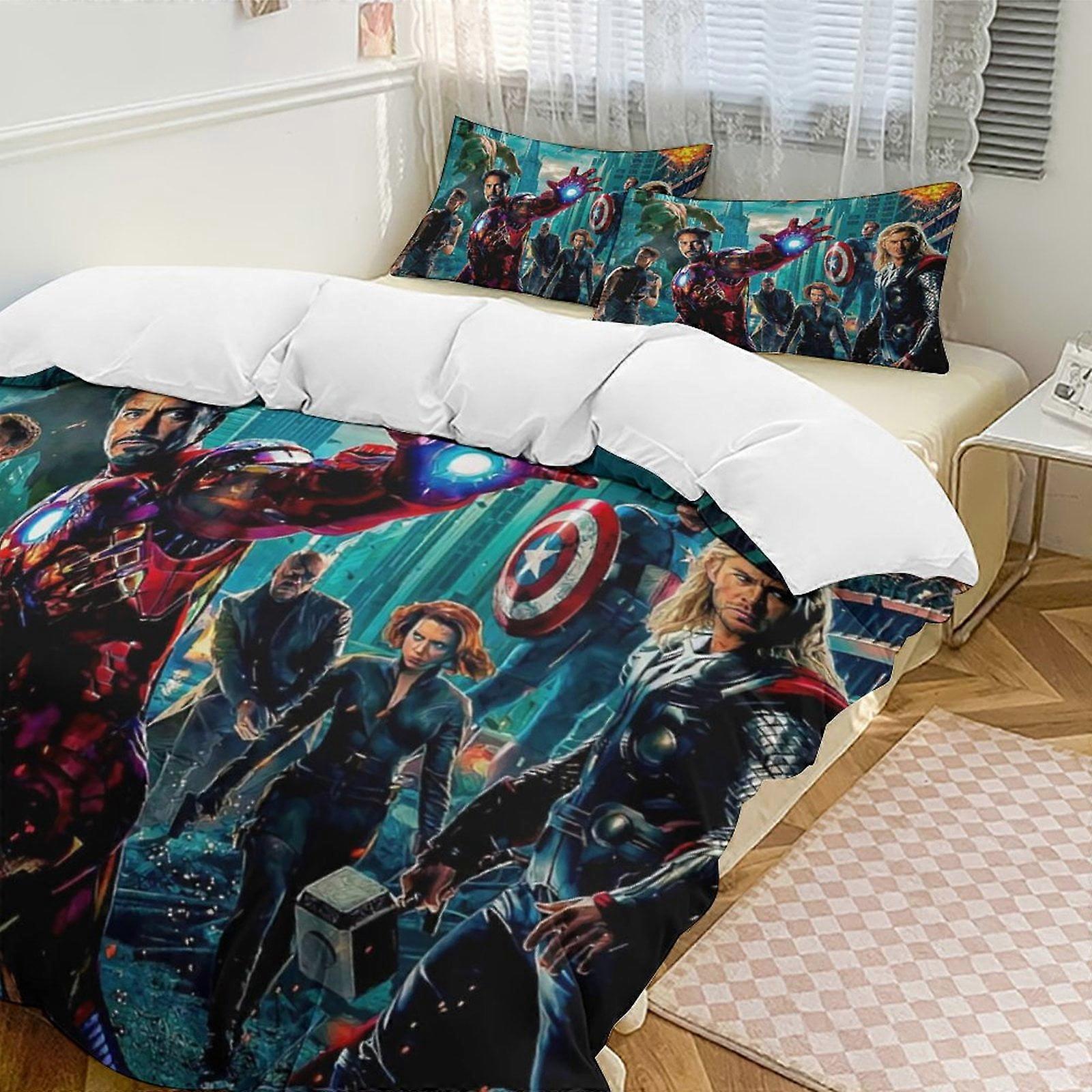 v3895  Bed Sheets Bedding Captain AmericaCartoon Collection 3-Piece Comforter Set, Personalized Bedding Decor for Kids And Teens  Bed Sheets  yuq3895